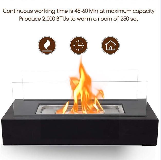 Tabletop fire Pit, Portable Fire Pit, Table Top Firepit, Outdoor Indoor Fire Pit Tabletop, Fire Place Entertainment Set, Decor Housewarming Gifts New Home (Black) - CookCave