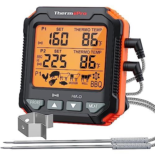 ThermoPro TP717 Digital Meat Thermometer for Grilling, Backlit Grill Thermometer Meat Thermometer Oven Safe with 2 Meat Probes, Food Thermometer for Cooking with Temp Alert for Smoker, BBQ, Oven - CookCave