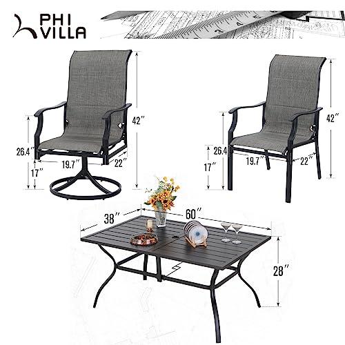 PHI VILLA Patio Dining Set for 6 Clearance, Outdoor Dining Table with Umbrella Hole and 6 Patio Dining Chairs Waterproof & Rustproof Suitable for All Weather - CookCave