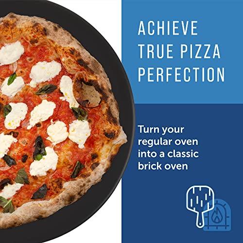 4-Pack Ceramic Pizza Stones - Make Restaurant-Quality Pizza Right at Home - Easy to Use - Durable up to 500℉ - 100% Black Cordierite - 11.75” Diameter - CookCave