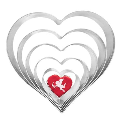 5PCS Large Heart Cookie Cutter 5" 3.78" 3.1" 2.35" 1.61" Heart Cookies Molds Stainless Steel Cutter Set for Mother's Day, Father's Day, Valentine's Day - CookCave