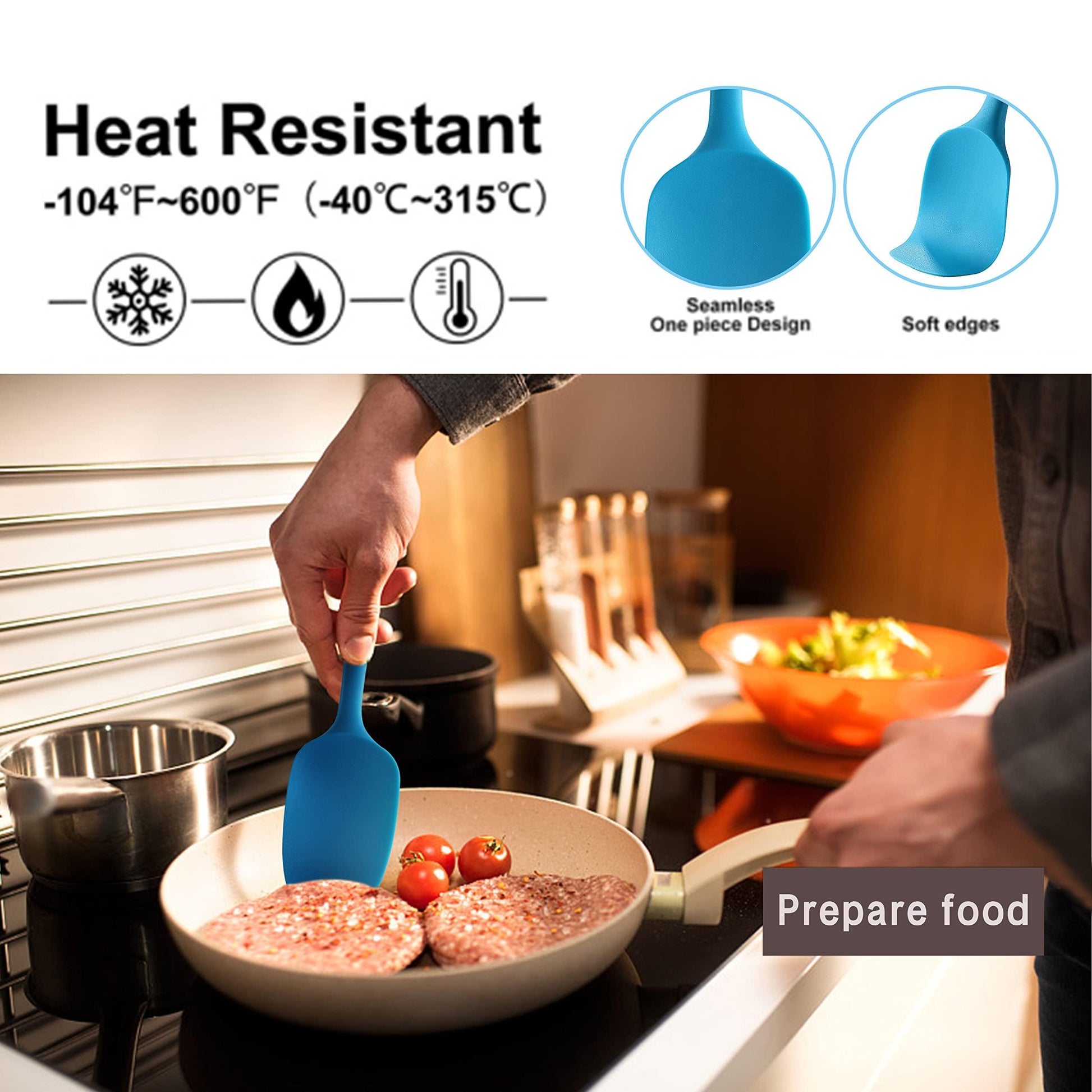 5PCS Silicone Rubber Spatula Set, VITUER Food Grade BPA-Free Spatulas for kitchen Use, Heat Resistant Spatula for Cooking & Baking, Dishwasher Safe - CookCave