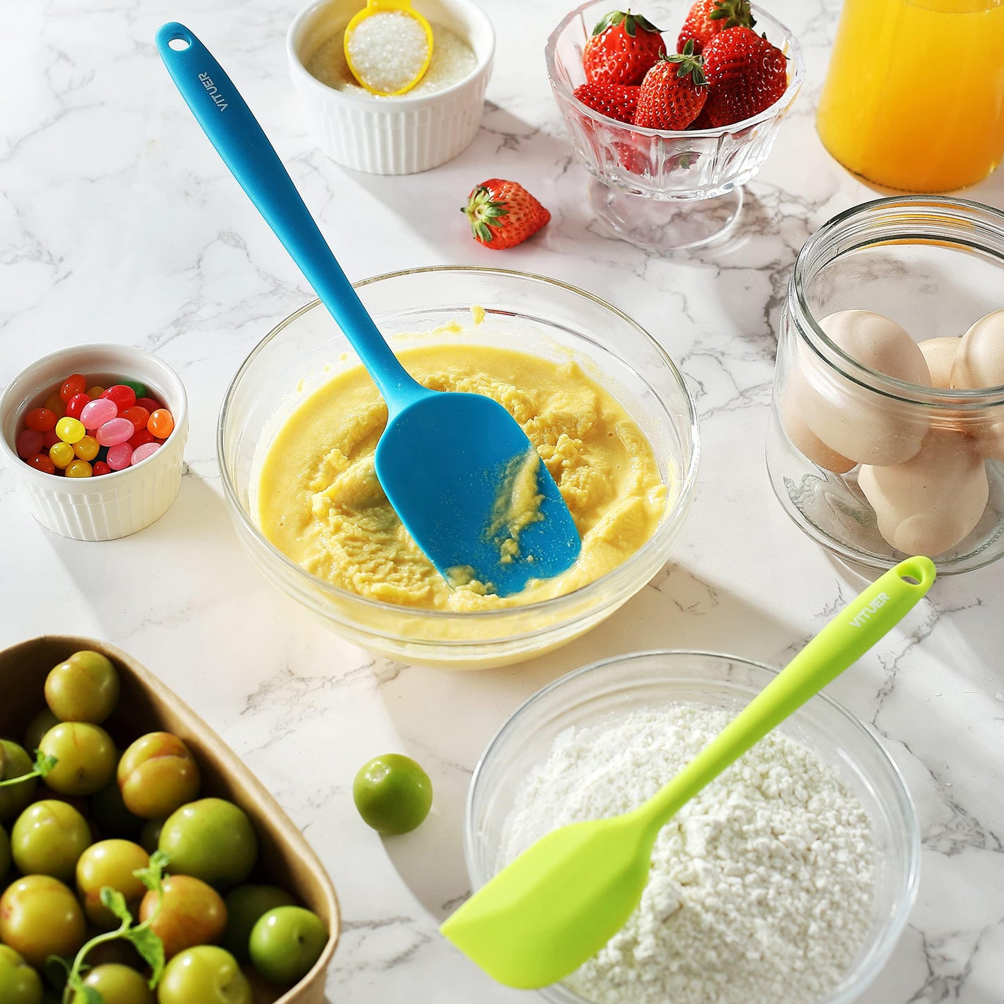 5PCS Silicone Rubber Spatula Set, VITUER Food Grade BPA-Free Spatulas for kitchen Use, Heat Resistant Spatula for Cooking & Baking, Dishwasher Safe - CookCave