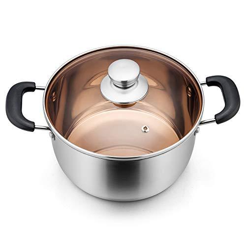 6 QT Pot, P&P CHEF 6-quart Stainless Steel Stockpot with Lid, Bakelite Heat-Proof Double Handles & Brown Glass Lid & Sliver Stainless Steel Pot, Dishwasher Safe - CookCave