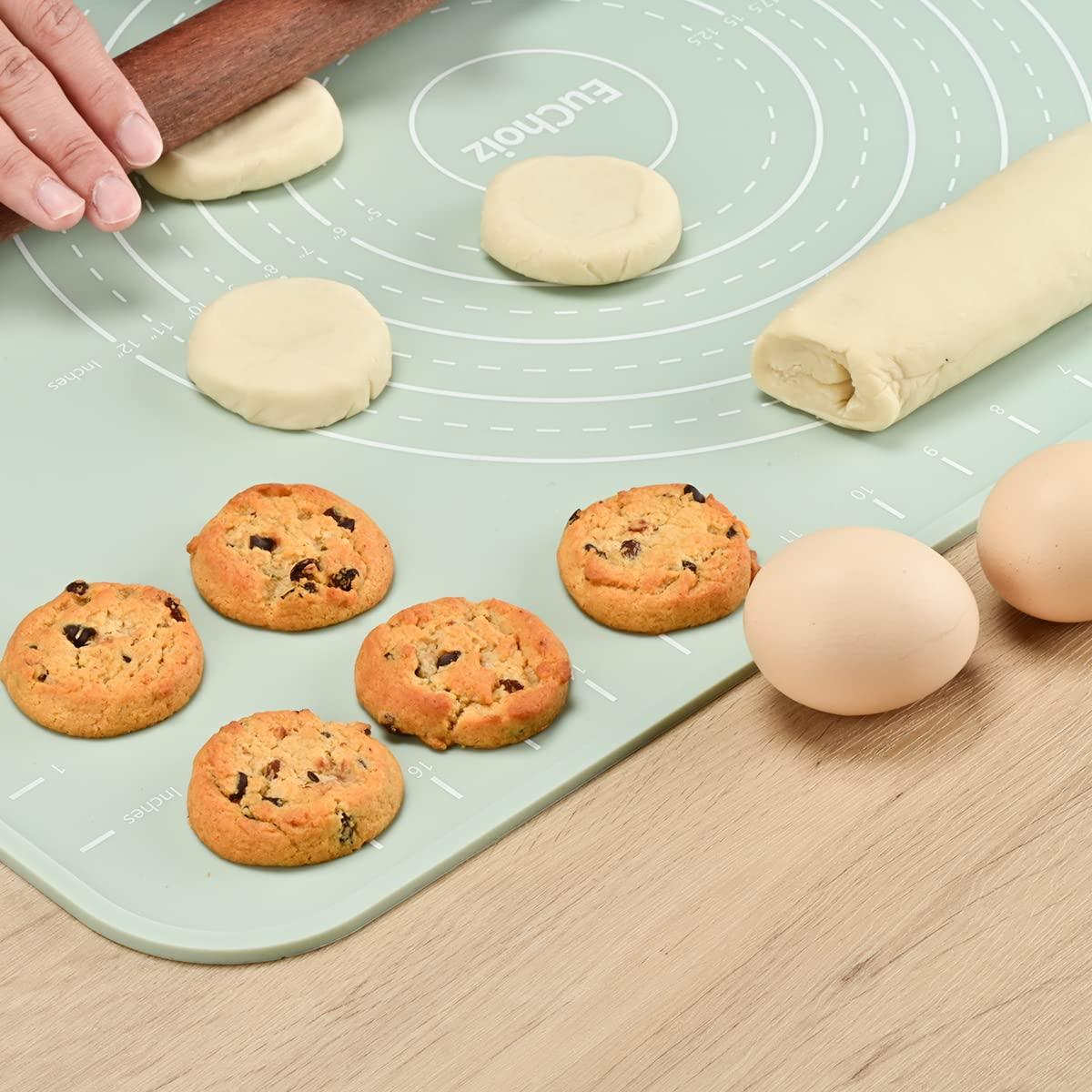 EuChoiz Silicone Pastry Mat 24"*16" Extra Thick Non Stick Baking Mat Food Grade Silicone Dough Rolling Bake Mat with Edge Heightening - CookCave