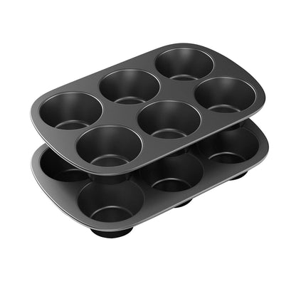 Tiawudi 2 Pack Nonstick Muffin Pan, Carbon Steel Cupcake Pan, 6 Cup, Easy to Clean and Perfect for Making Muffins or Cupcakes, Jumbo - CookCave