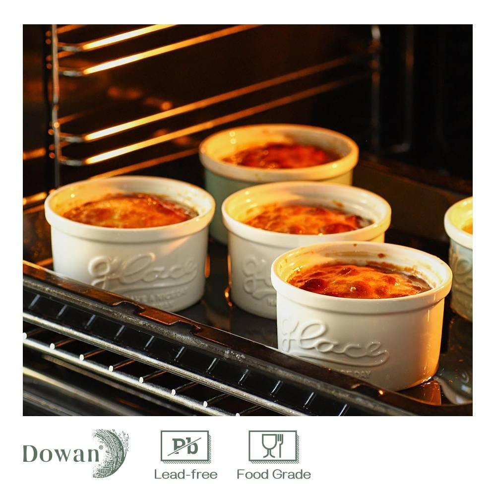 DOWAN Ramekins 4 oz Oven Safe, Porcelain Souffle Dish for Pudding Creme Brulee and Lava Cake, Mason Style Ramekin Bowls for Baking White Ceramic Ramekins, Bakeware Set of 6 - CookCave