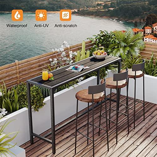 ODK Outdoor Bar Table, 55” Patio Bar Height Table, Tall Bar Counter Pub Dining Table with Weather Resistant Waterproof Top for Hot Tub, Garden, Yard, Balcony, Poolside, Indoor (Black) - CookCave