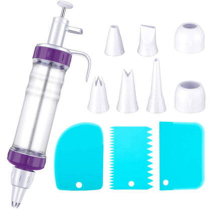 Dessert Decorating Syringe Set, Cupcake Frosting Filling Injector with 7 Plastic Icing Nozzles and 3 Cream Scrapers Dessert Cream Piping Syringe Nozzles Kits for Cake - CookCave