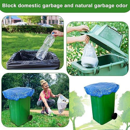 Yeaqee 12 Pcs Garbage Can Covers 90 Gallon Outside Extra Large Waste Container Cover Trash Odor Smell Buster with Elastic Rubber Band Plastic Dustproof Cover for Outside Household Kitchen Bin - CookCave