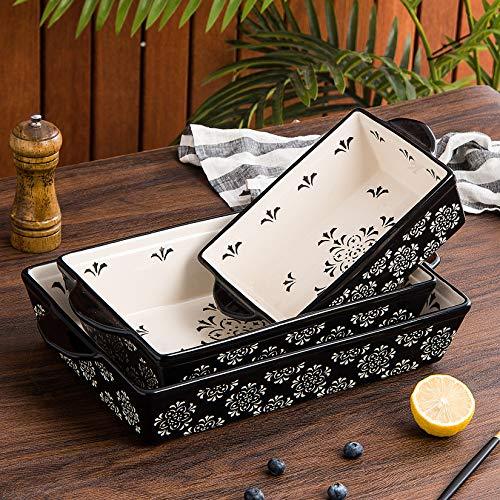 Original Heart Casserole Dish Ceramic Baking Pan 3pcs Bakeware Set Black Baking Dish for Oven 9x13 Baking Pan Casserole Dish Set Nonstick Baking Dishes for kitchen - CookCave