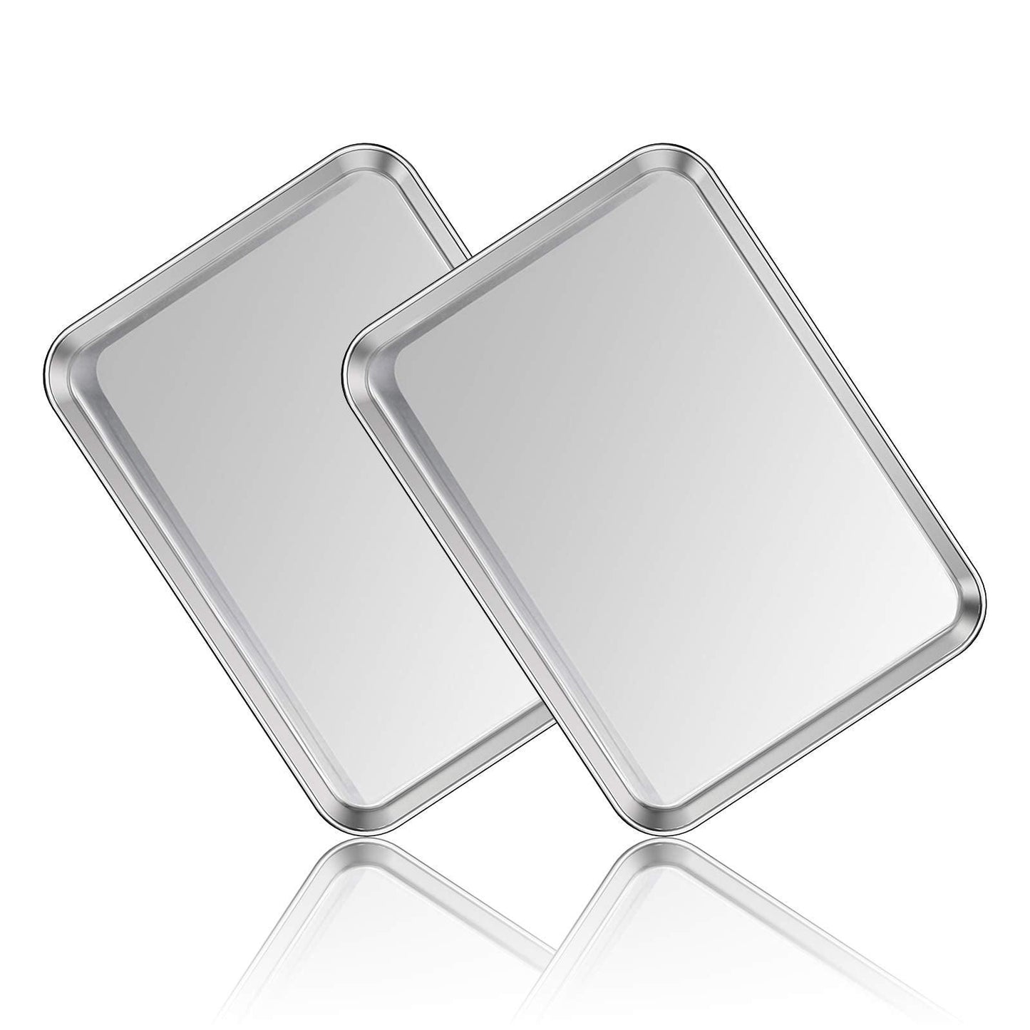 Stainless Steel Baking Sheet Set of 2, Deedro Cookie Sheet Metal Baking Pan Oven Tray, Non Toxic & Heavy Duty, Rust Free & Mirror Finish, Easy Clean & Dishwasher Safe, 16 x 12 x 1 Inch - CookCave