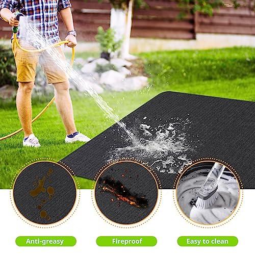 McKuk 70 x 48 inch Under Grill Mats for Outdoor Grill, Easy to Clean Reusable Grill Mat for Deck, Double-Sided Fire Resistant,Water Resistant and Oil Proof, Fit for Indoor Fireplace Mat Fire Pit Mat - CookCave