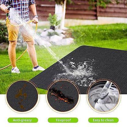 McKuk 70 x 48 inch Under Grill Mats for Outdoor Grill, Easy to Clean Reusable Grill Mat for Deck, Double-Sided Fire Resistant,Water Resistant and Oil Proof, Fit for Indoor Fireplace Mat Fire Pit Mat - CookCave