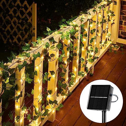 Solar Fairy Lights Outdoor, 40Ft Solar String Lights with Ivy, Solar Plant Vine Lights for Camping Outside Garden Yard Fence Wall - CookCave