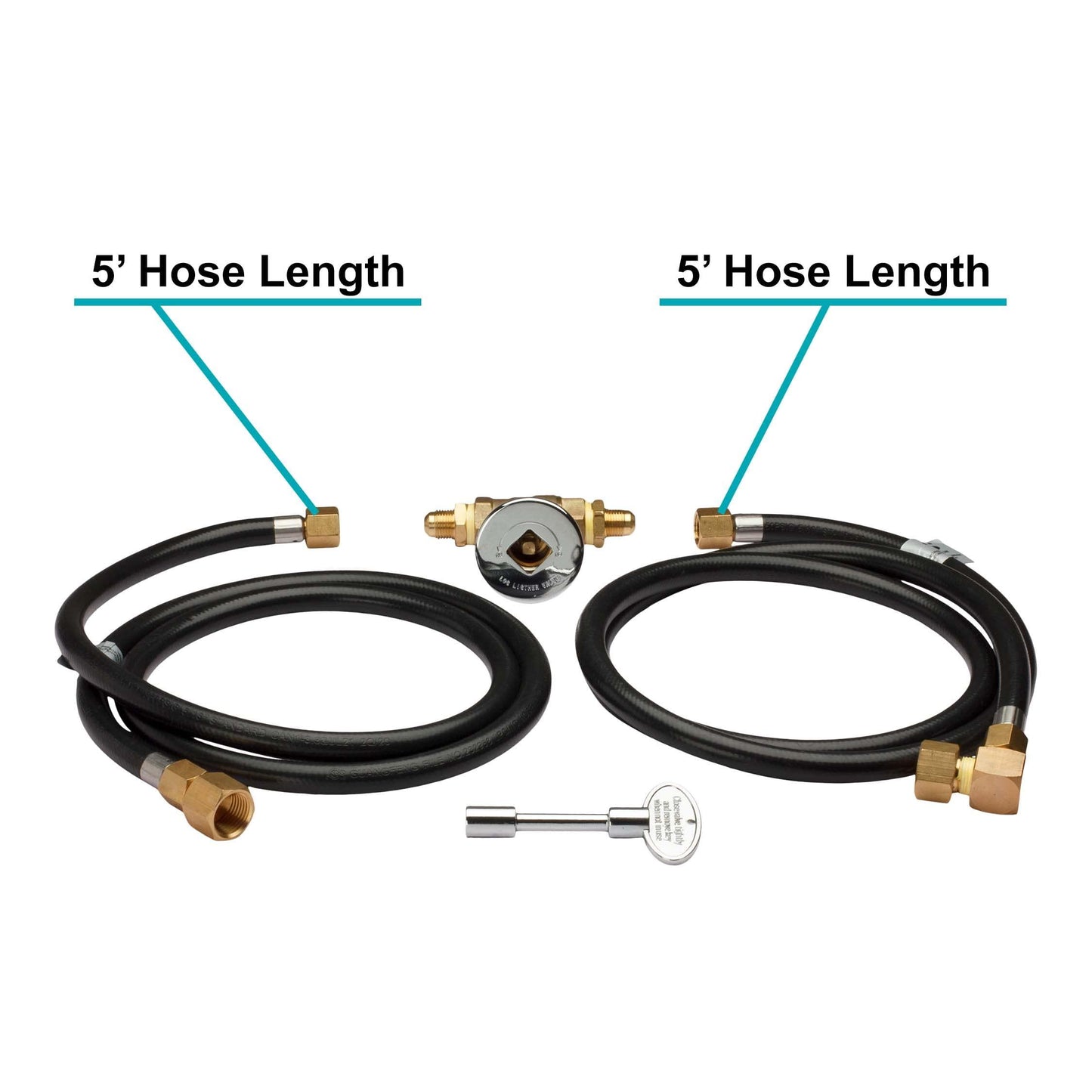 Celestial Natural Gas Connection Kit, High Flow for High BTU Fire Pits, Large Diameter Hose, Quarter Turn Chrome Key Valve, 1/2 inch NPT Tapered Threads, for DIY Gas Fire Pit Burner Pan Installation - CookCave