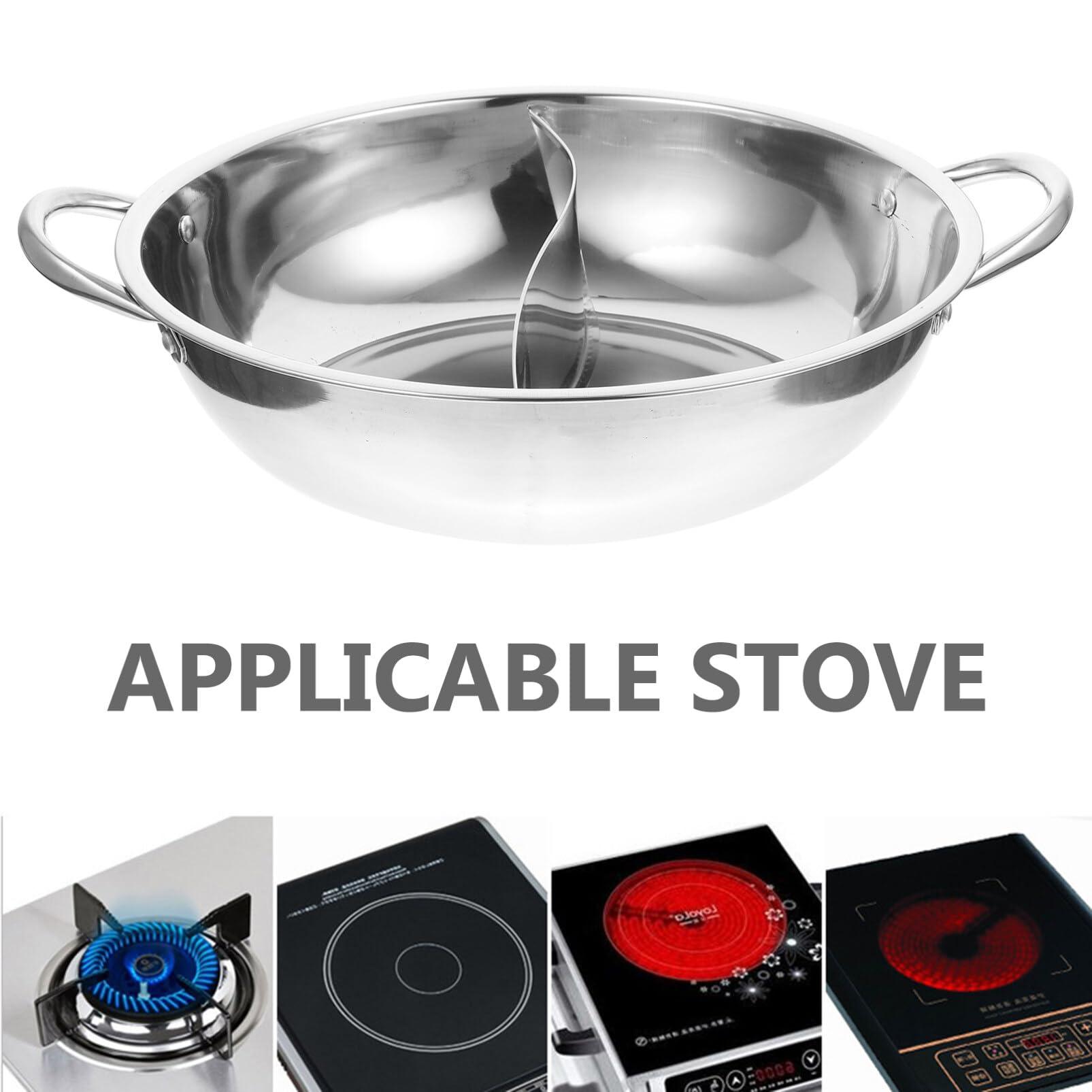 Tofficu Hot Pot with Divider, Stainless Steel 12.9 Inch Divided Hotpot, Hot Pot Pan Hotpot Pot Double Sauce Pot for Induction Cooktop Gas Stove - CookCave