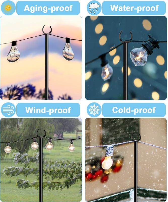 Sungaryard String Light Pole Stand for Outdoor String Lights Hanging, Use for Backyard, Garden, Patio, Party, Festival, Wedding, Picnic, 10FT, Matte, 1 Pole - CookCave