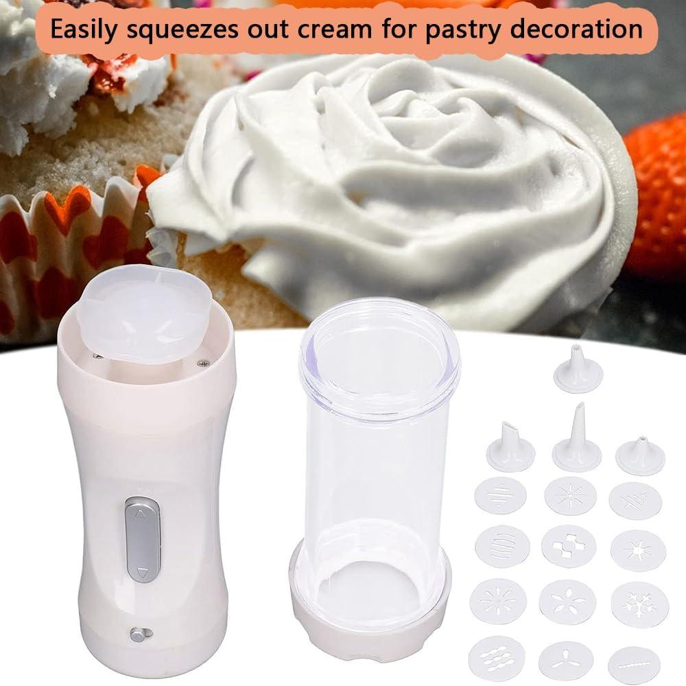 VELLOW Electric Cookie Press Gun with 12 Molds and 4 Decorating Nozzles - White Barrel Electric Decorating Tool for Cake Dessert DIY Maker and Baking Decoration Supplies - CookCave
