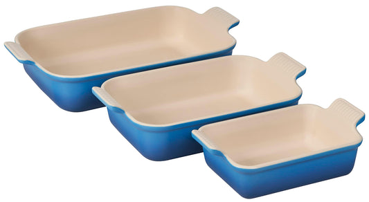 Le Creuset Stoneware Heritage Set 3 Rectangular Dishes, Marseille - CookCave