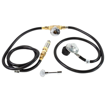 Celestial Burner Connection Kit w/ 90k BTU Air Mixer, Chrome Key Valve, Regulator, 1/2" NPT, for DIY Outdoor Gas Fire Pits - CookCave