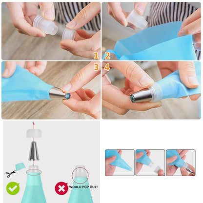 PROKITCHEN Piping Bag and Tips Set Cake Decorating Kit Baking Supplies with Icing Tips Silicone Pastry Bags Reusable Plastic Coupler Frosting Piping Tools for Cupcakes Cookies Icing 8pcs - CookCave