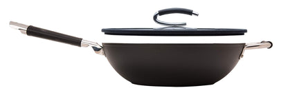 DaTerra Cucina Professional 13 Inch Wok with Glass Lid | Italian Made Ceramic Wok Pan Chef's Favorite Large Wok for All-Around Ease of Cooking Eggs, Burgers, Vegetables and More - CookCave