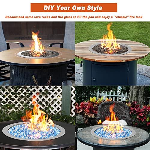 Skyflame 25 Inch Round Stainless Steel Drop-in Fire Pit Pan Fire Bowl with Burner Ring and Protective Cover, DIY Firepit System Assembly Set for Both Natural Gas and Liquid Propane - CookCave