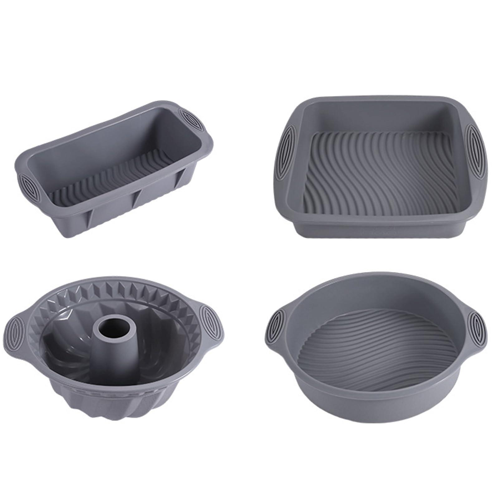 4Pieces Silicone Cake Molds Set Bundt Pan Loaf Mould Square Round Cake Baking Forms Bread Moulds - CookCave