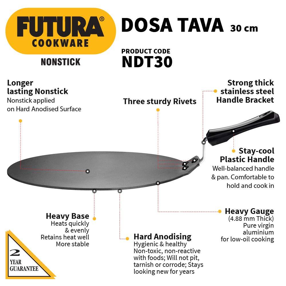 FUTURA - DT30 Futura DT-30 Dosa Tava Nonstick indian, 12-inch, Black - CookCave