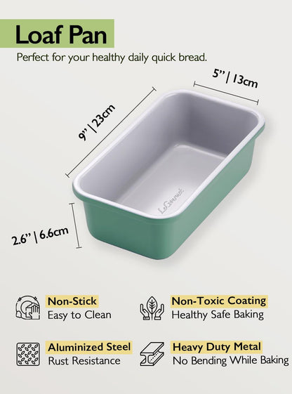 LeGourmet Nonstick Bread Loaf Pan 9 X 5 Inch, Ceramic Coating, Non-Toxic, Rust Resistant Aluminized Steel, Perfect 1 lb Baking Dish for Meatloaf, Pound Cake & Brownie - Rosemary - CookCave
