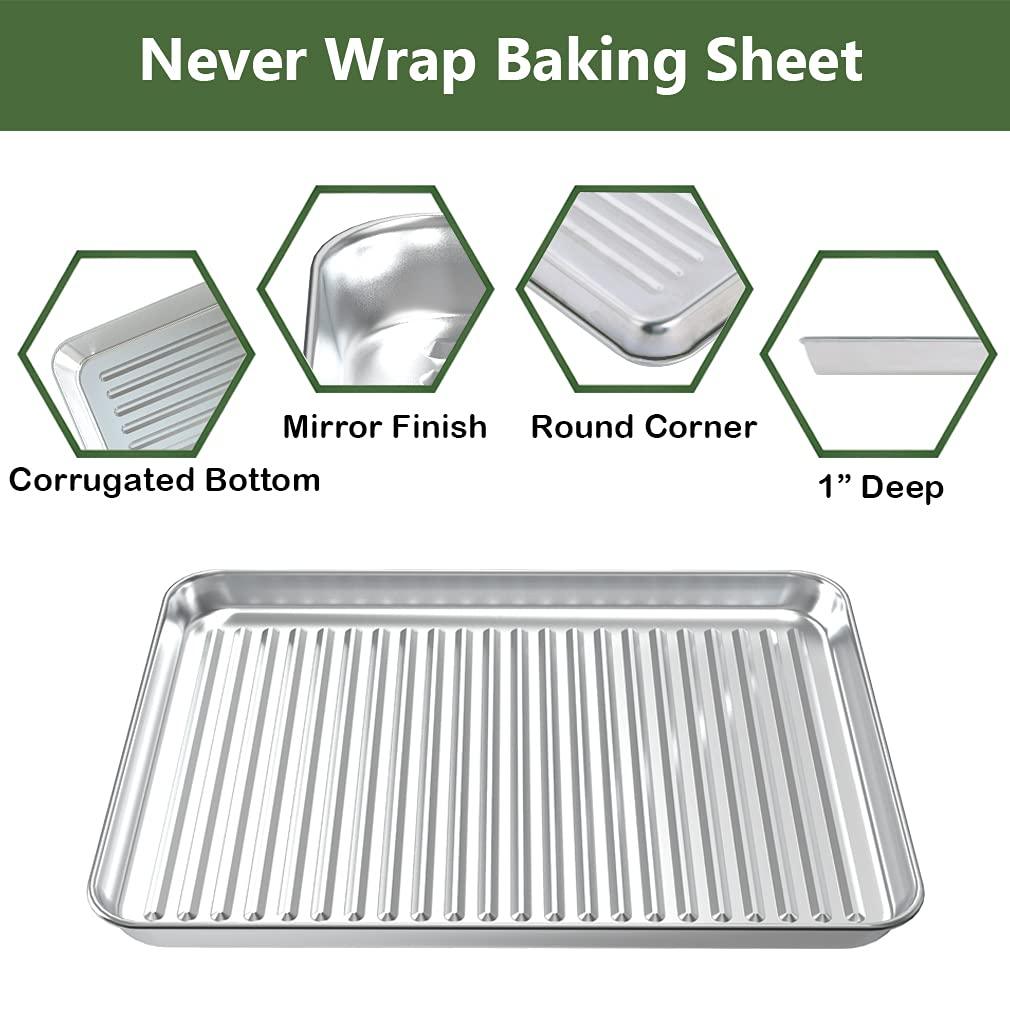 ROTTAY Baking Sheet with Rack Set (2 Pans + 2 Racks), Stainless Steel Cookie Sheet with Cooling Rack, Nonstick Baking Pan, Warp Resistant & Heavy Duty & Rust Free, Size 16 x 12 x 1 Inches - CookCave