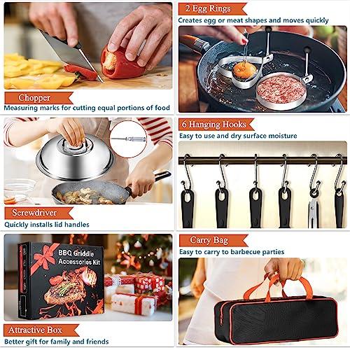 AEEKEL Blackstone Griddle Accessories Kit, 24pcs Flat Top Grill Accessories Kit for Camp Chef, Professional BBQ Grilling Accessories Set with Grill Press, Enlarged Spatula, and More Griddle Tools - CookCave