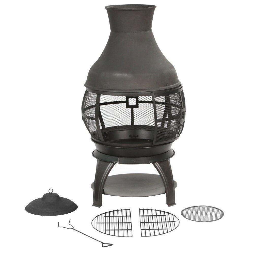 BALI OUTDOORS Chimenea Outdoor Fireplace Wooden Fire Pit, Brown-Black - CookCave