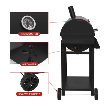 Royal Gourmet CC1830T 30-Inch Barrel Charcoal Grill with Front Storage Basket, Outdoor BBQ Grill with 627 sq. in. Cooking Area, Backyard Barbecue Cooking Party, Black - CookCave