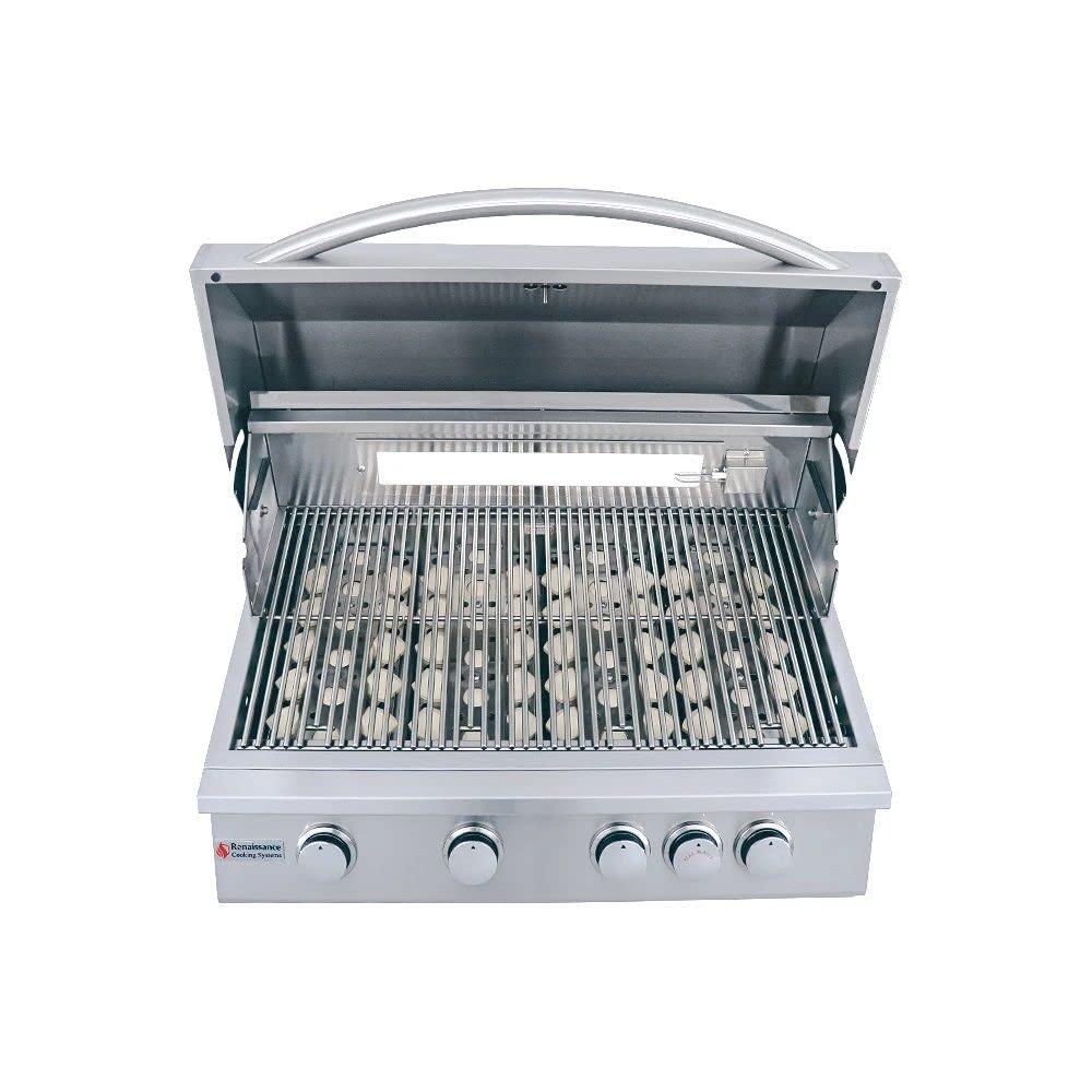 RCS Premier Series Stainless Steel 32 Built-in Grill with Rear Burner -Propane - CookCave