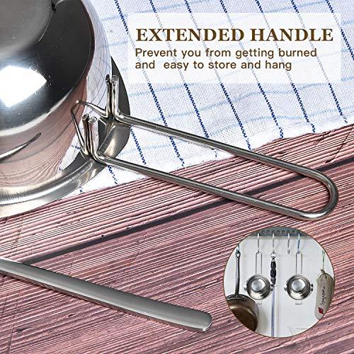 Milkary 2 Pieces Stainless Steel Double Boiler Pot with 2 Metal Spoon, Chocolate Melting Pot for Melting Chocolate, Butter, Cheese, Candle and Wax Making Kit Double Spouts 400ml/14oz - CookCave