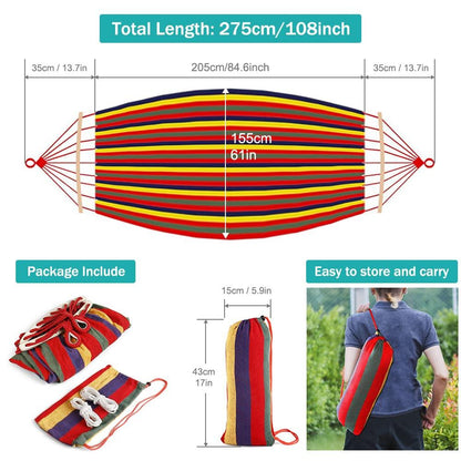 MOSFiATA Camping Hammock 550lb Upgraded Thickened 320G Durable Canvas Fabric Single Hammocks with Two Anti Roll Balance Beam and Sturdy Metal Knot Tree Straps for Camping, Patio, Backyard, Outdoor - CookCave