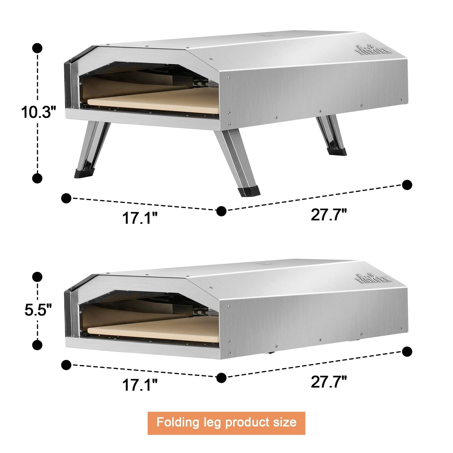 BIG HORN Gas Pizza Oven, 12 inch Portable Stainless Steel Propane Pizza Oven, Outdoor Pizza Maker with Stone for Baked Pizza - CookCave