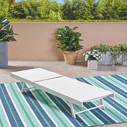 Christopher Knight Home Simon Outdoor Aluminum and Mesh Chaise Lounge, White/White - CookCave