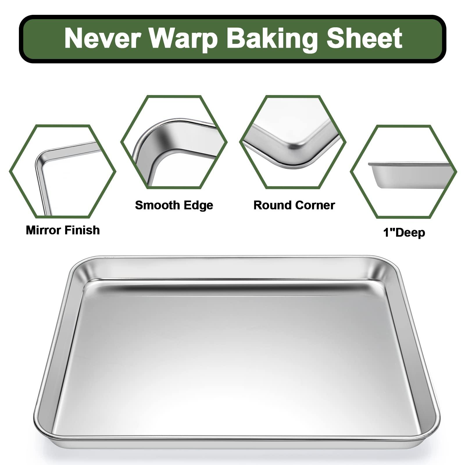 Baking Sheet Tray Cooling Rack with Silicone Mat Set, Stainless Steel Cookie Pan For Oven, Set of 9 (3 Sheets + 3 Racks Mats), Warp Resistant & Heavy Duty Easy Clean, Grey - CookCave