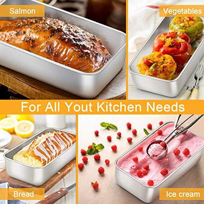 E-far Loaf Pan for Baking Bread, 9 x 5 Inch Stainless Steel Baking Loaf Pans, Metal Bakeware for Bread Meatloaf Cake Brownies, Healthy & Non Toxic, Easy Release & Dishwasher Safe - Set of 3 - CookCave