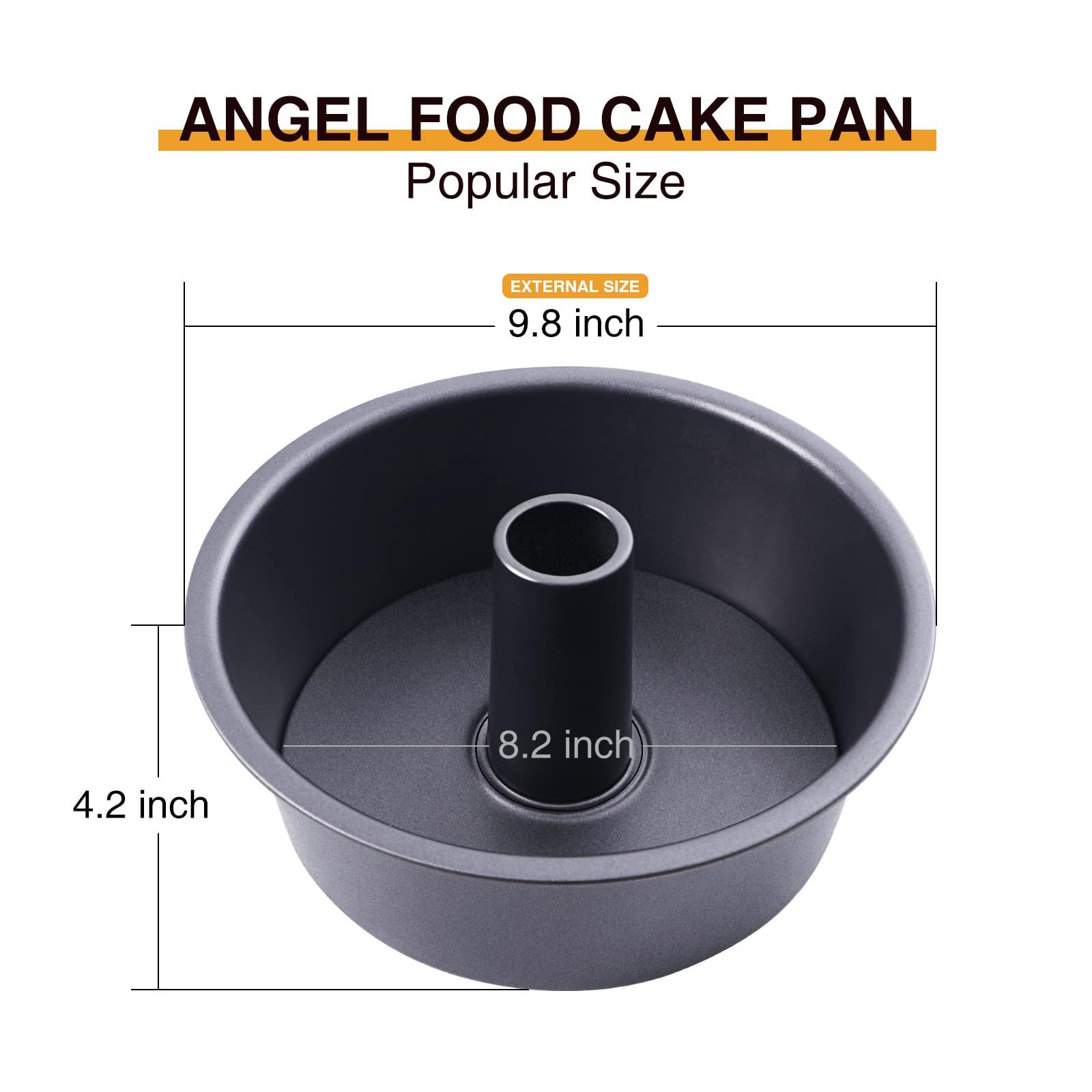 HONGBAKE Angel Food Cake Pan with Removable Bottom, 10 Inch Tube Pan, Nonstick Pound Cake Pans for Baking, Chiffon Cake Mold, 16-Cup, Heavy Duty - Dark Grey - CookCave