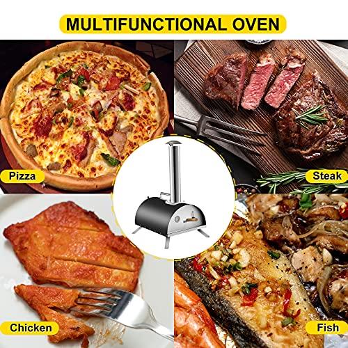 VEVOR Wood Fired Oven for Outside 12", Stainless Steel Portable Pizza Oven, Wood Pellet Burning Pizza Maker Ovens with Accessories for Outdoor Cooking. (Arched) - CookCave