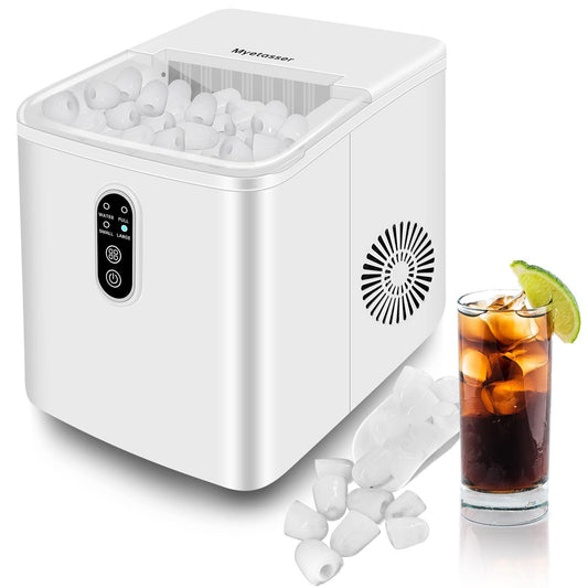 Countertop Ice Maker, Portable Ice Maker Machine with Ice Scoop and Basket, 9 Bullet Ice Ready in 6 Mins, Make 33lbs ice in 24 hrs, Self-Cleaning, 130W High Power, Ice Maker for Kitchen/Office - CookCave