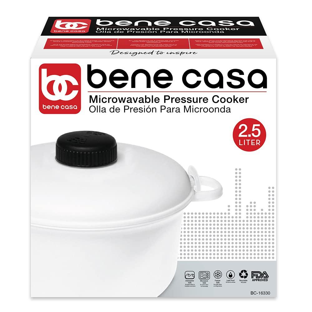 Bene Casa - 2.6 Qt. Microwave Pressure Cooker - Non-stick Surface and Locking Lid - Cooks Up to 12 Cups of Cooked Rice (6 Cups Uncooked) - CookCave