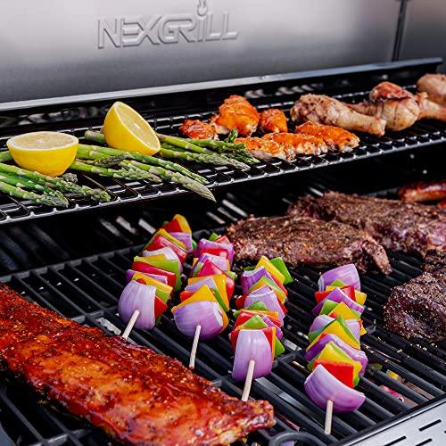 Nexgrill Deluxe 5-Burner Propane Barbecue Gas Grill with Side Table and Ceramic Searing Side Burner, 771 sq. in., 75000 BTUs, Black, Outdoor Cooking, Patio, Barbecue Grill, 720-1046A - CookCave