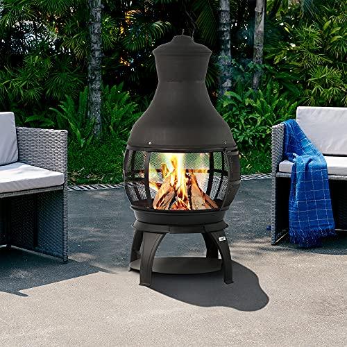 BALI OUTDOORS Fire Pit Round FirePits Outdoor Wood Burning Chimenea Outdoor Fireplace - CookCave