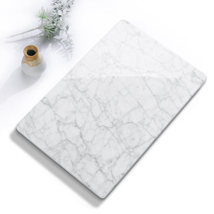 Tilingview Natural Carrara White Marble Board for Kitchen, Pastry Cheese Tray, Cutting Board with Non-Slip Rubber Feet (16"x10") - CookCave