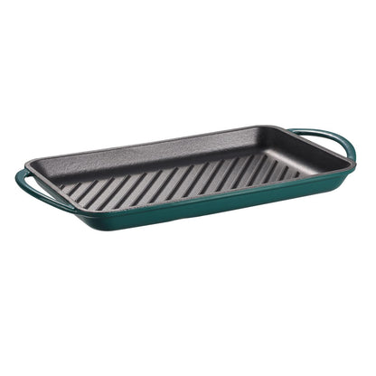 Enameled Cast Iron Grill Pan (Dark Green) - CookCave